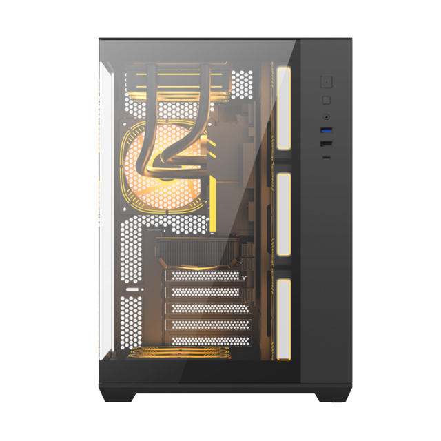 パソコンケース EATX/ATX/Micro-ATX/Mini-ITX/BTF マザーボード 0.6mm SPCC スチールと双面性テンパーガラスに対応