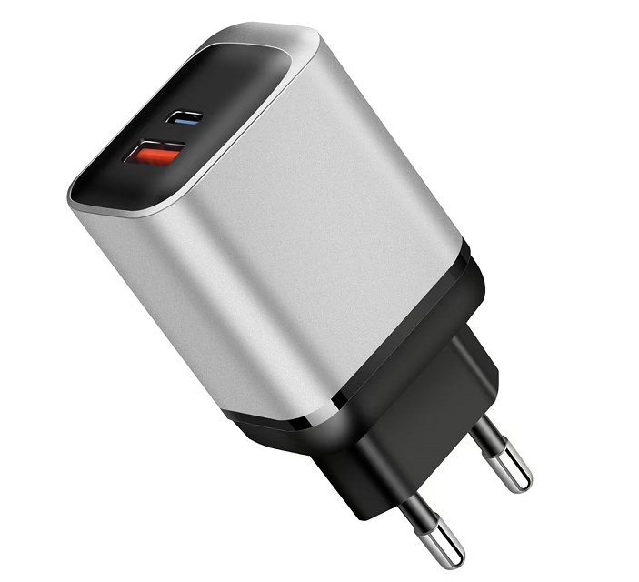 ETEK 30W デュアルポート GaN 急速充電器、PD+PPS+QC、1USB-C+1USB-A、入力110-240V AC、ブラック/ホワイト