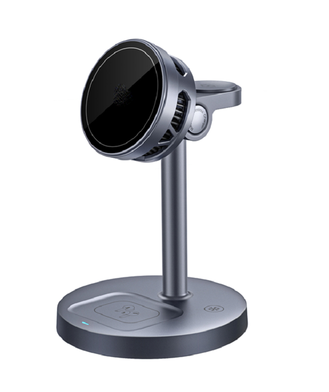 ETEK 25W メタル3イン1 ワイヤレスチャージャー,携帯電話の高速充電 (25Wまで),ウォッチ ((5W) & イヤホン ((2.5W),MOQ: 1,000ユニット.