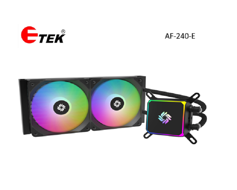ETEK 240mm A-RGB CPU液体クーラー、265W、スクエアウォーターブロック、PWMファン、LGA1700/AM5対応