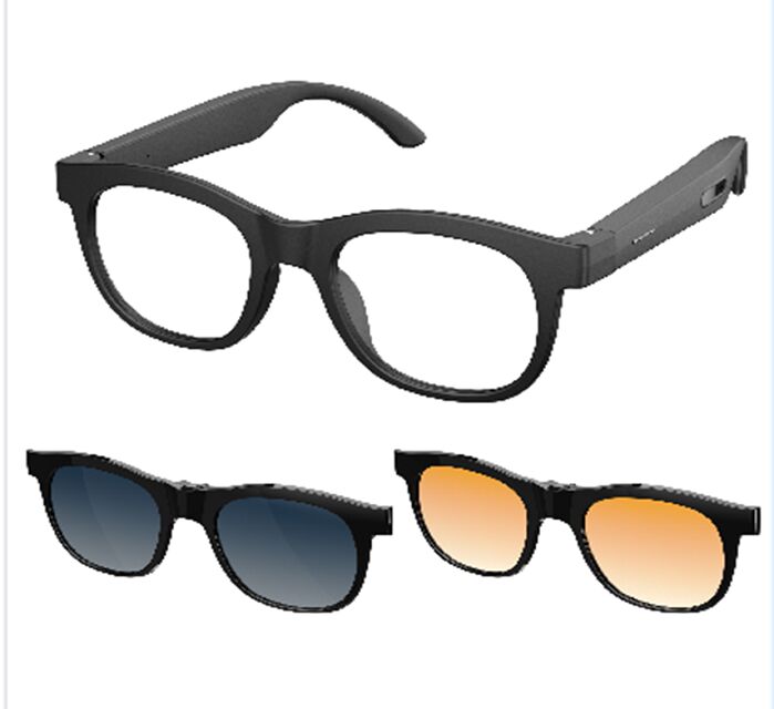 AIスマートオーディオメガネ,リアルタイム翻訳とインターコン,ダブルシリコンマイク,磁気充電,80mAh*2バッテリー