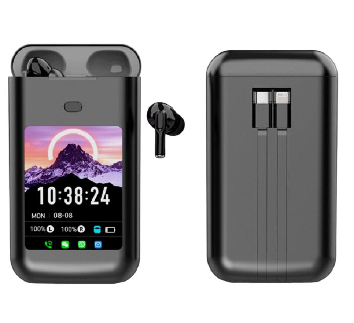 スマートTWSイヤホン 5000mAh充電ケース,Bluetooth54,ENCノイズキャンセリング,マルチアプリメッセージアラート (WeChat/WhatsApp/FB)