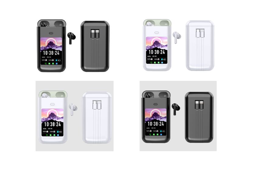 スマートTWSイヤホン 5000mAh充電ケース,Bluetooth54,ENCノイズキャンセリング,マルチアプリメッセージアラート (WeChat/WhatsApp/FB)