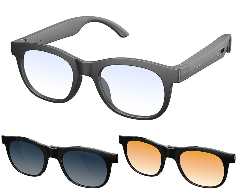 AI Bluetooth サングラス、40g 軽量、会議録音用 MEMS マイク、マグネット充電、オープンイヤーオーディオ