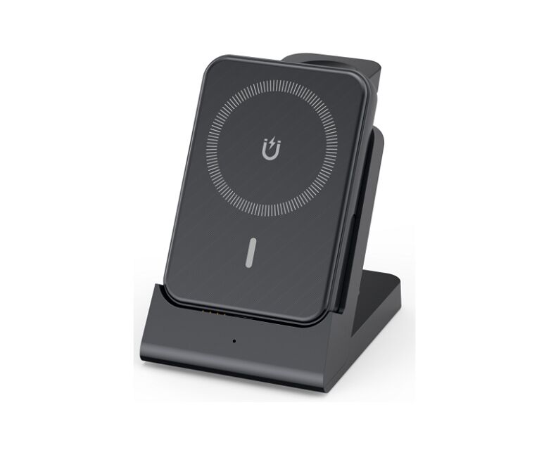 ワイヤレス充電 パワーバンク5000mAh 電話/時計/イヤホン用の3対1 15W Qi 旅行,オフィス,プレゼント用