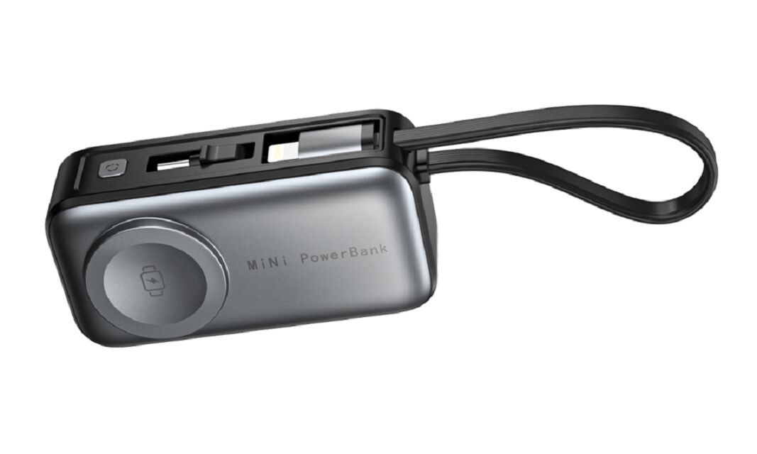 5000mAh ミニワイヤレス パワーバンク,18W PD,ウォッチ 2.5W,ダブル入力 (USB-C+ライトニング),ホワイト/シルバー&ブラック/グレー