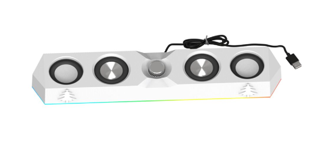 LED Bluetoothスピーカー、JieLi V5.4、6Wステレオ、2インチx2ドライバー、RGBライト、USBサウンドカード、カラフル/ブラック