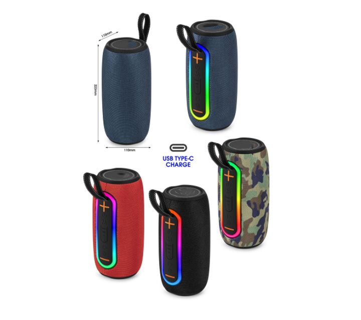 携帯ブルートゥーススピーカー ジーリー53, 10W,LEDマーキー,TWS,FM/USB/TF,1200mAh,ABS+布