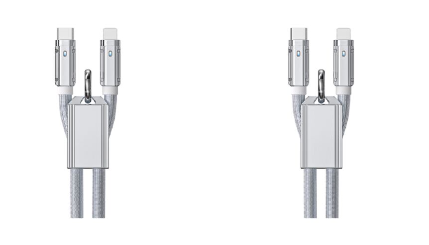 65W/27W 本物のシリコン 帯状の高速充電ケーブル,CからC/Cから雷,1m,銀,亜鉛合金シェル,PDとデータ同期をサポート