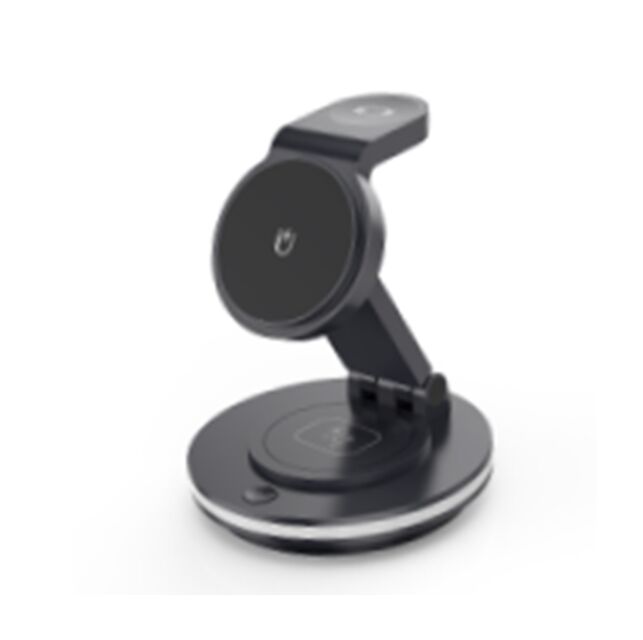 4-in-1 回転式ワイヤレス充電器、15Wスマホ + 2.5Wウォッチ + 3Wイヤホン + LEDムードライト