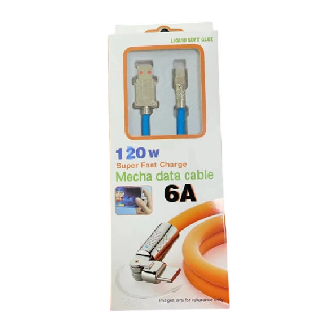 急速充電ケーブル、4コア、回転式、LEDライト、8色、1-2M