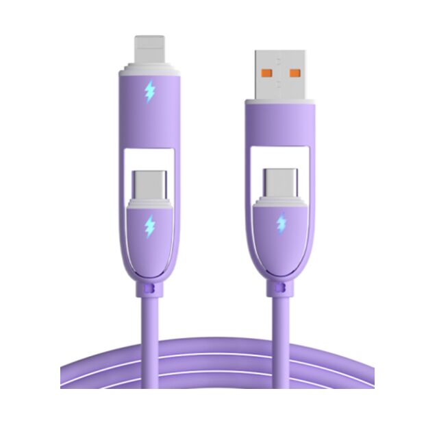 5-in-1 シリコン データケーブル、60W C-C、4色、純正5コア、1.0M