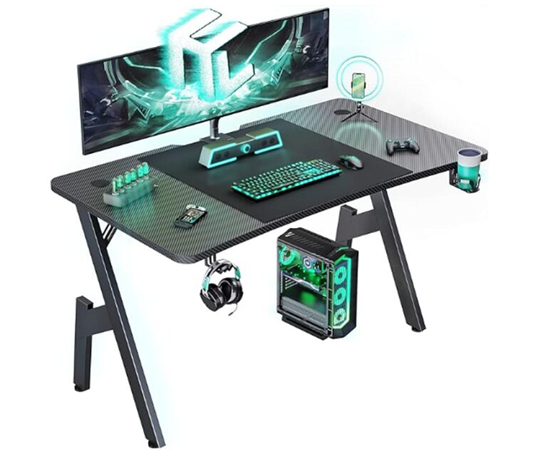 Gaming Desk,Steel Frame, RGB Light Optional, Cup Holder, 1.2/1.4/1.6M