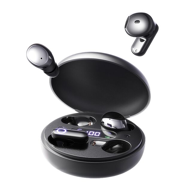 TWS Bluetooth 6.0 イヤホン,12mm ドライバー 4.5h プレイタイム USB-C 充電ケース