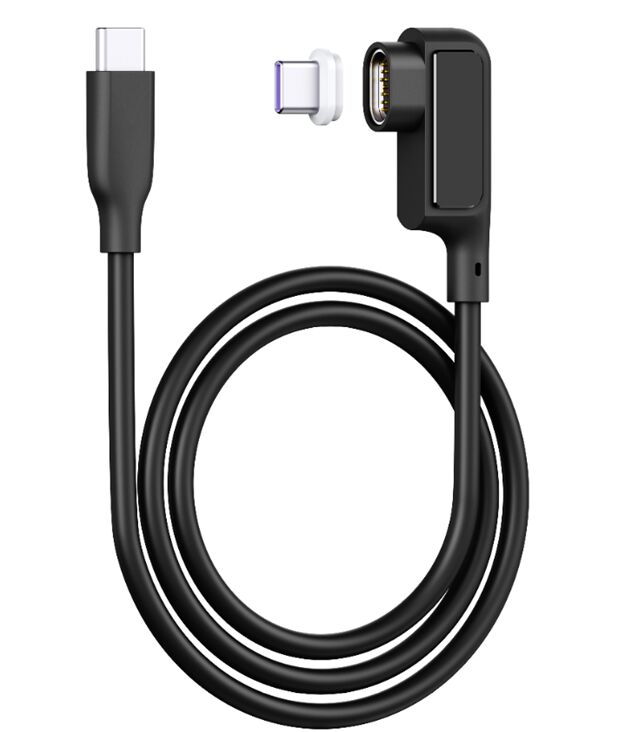 5A マグネティックUSB-Cケーブル デジタルディスプレイ付き、0.5M、シリコン、エルボー、480Mbps、ブラック/ホワイト