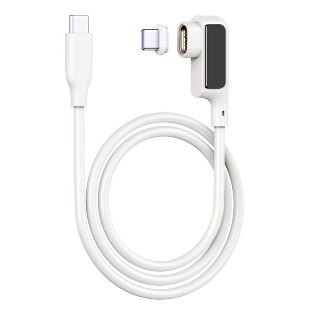 5A マグネティックUSB-Cケーブル デジタルディスプレイ付き、0.5M、シリコン、エルボー、480Mbps、ブラック/ホワイト