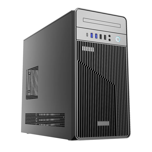 スリム ODD ATX タワーケース マイクロATX/ミニITX 1x5.25インチ ベイ EMI ハーフペイント ブラック