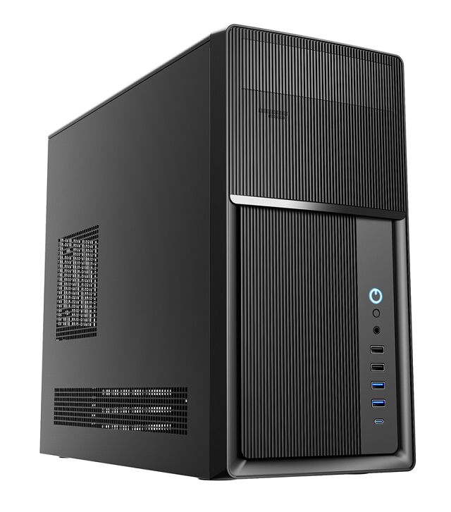 スリム ODD ATX タワーケース マイクロATX/ミニITX 1x5.25インチ ベイ EMI ハーフペイント ブラック