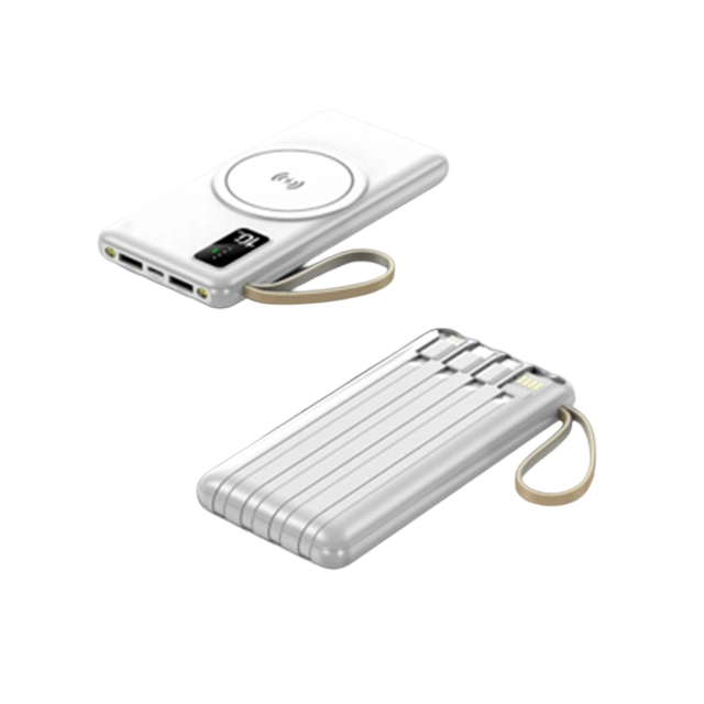 10000mAh 無線電源バンク 4つのケーブル,3つの色