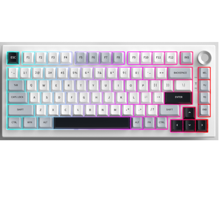 81-キー 三モード メカニカルキーボード, RGB バックライト,タイプC/2.4G/Bluetooth