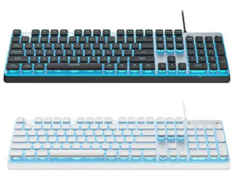 トライモードバックライトキーボード -ワイヤレス/2.4G/ブルートゥース,104キーフルサイズ,USB
