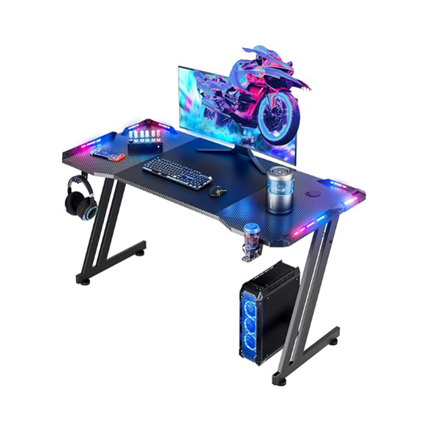 ゲームデスク 1.2/1.4/1.6m ステール・フレーム・パーティクル・ボード RGBライト付き/無