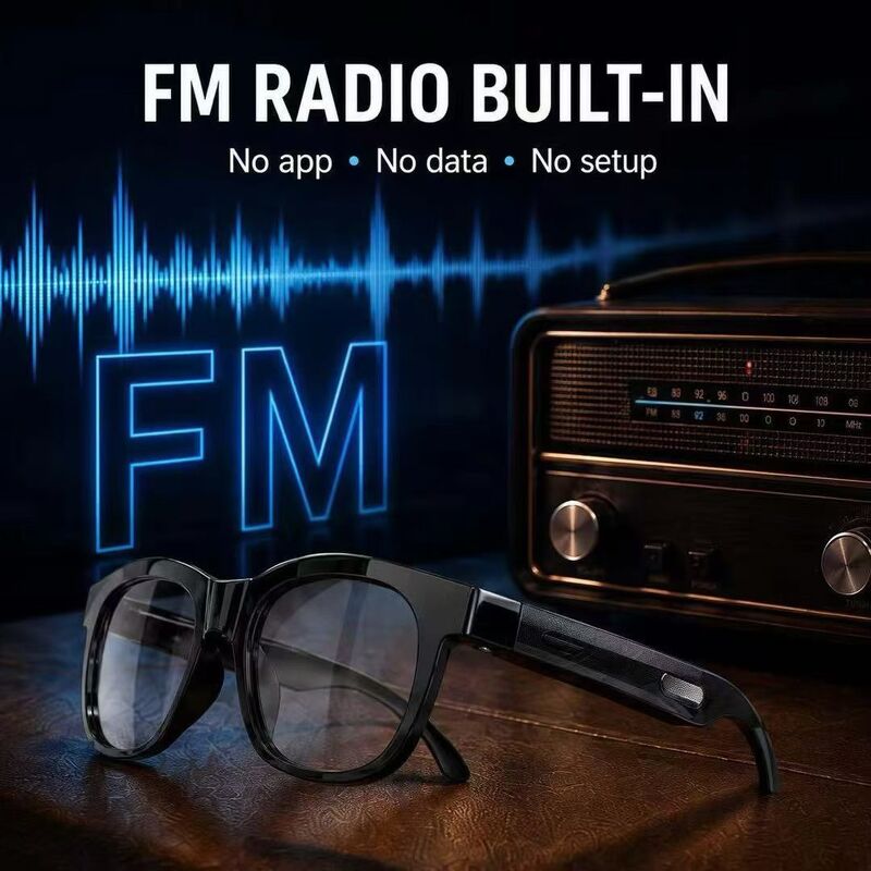 Bluetooth 5.4 オーディオ サングラス w/FM Type-C 6H プレイタイム 38.5g 軽量 多色