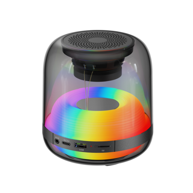 Bluetooth 5.4 ポータブルスピーカー 5W フルレンジ + RGBライト TF/USB/AUX クアッドモード