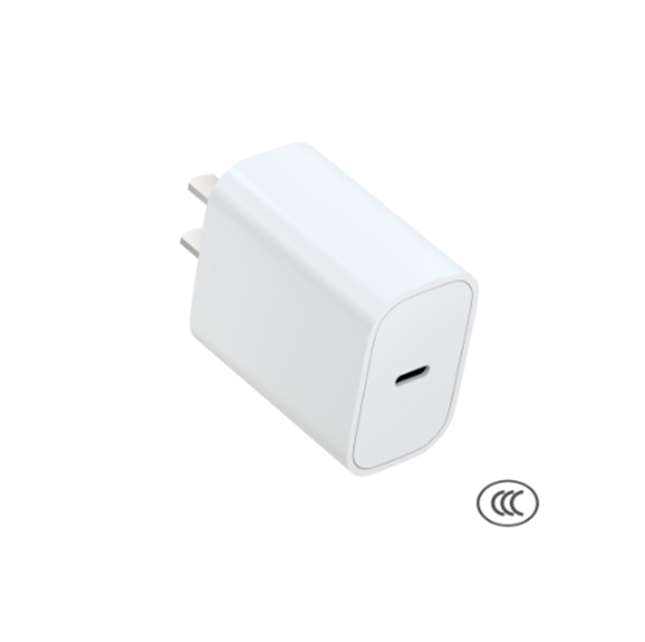 25W PD ヨーロッパ急速充電器 カラーボックス、AC 100-240V 入力、ホワイト