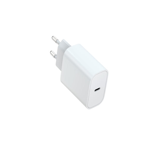 25W PD ヨーロッパ急速充電器 カラーボックス、AC 100-240V 入力、ホワイト