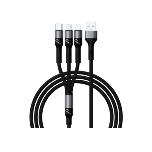 1.2M 3イン1 帯状の高速充電ケーブル 2コアライトニング/マイクロ,TPE+アルミニウム,黒/赤/緑