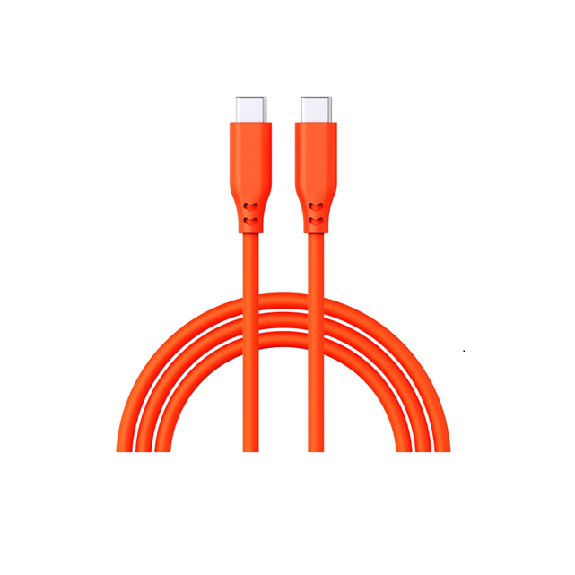 100W シリコン USB-C to C 高速充電ケーブル、5A/20V PD3.0 + 480Mbps データ同期、1m ソフトタッチコード (ホワイト/グレー/オレンジ)
