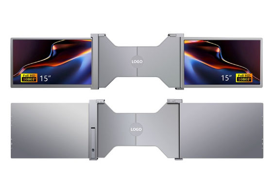 デュアル 15 インチ FHD ラップトップモニター 軽量 25.3mm 厚さ 1.63kg Type-C + ミニ HDMI ポート HDR サポート 12 言語 OSD